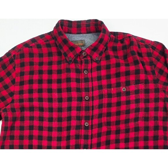 Northwest Territory Size Large Mens Red Black Flannel Button Down Logo Tag Shirt - Picture 10 of 10
